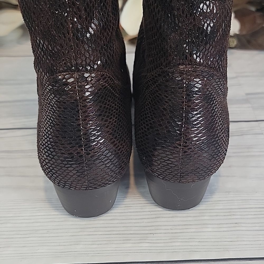 Honey Bee knee high python textured fabric boots … - image 10
